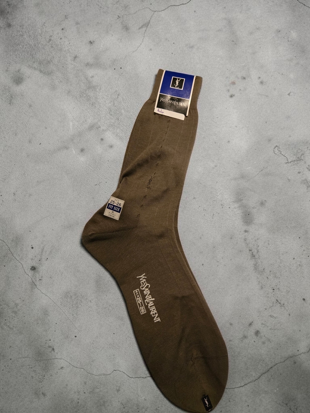 Yves Saint Laurent Olive Crew Dress Socks Comes With Dust Bag